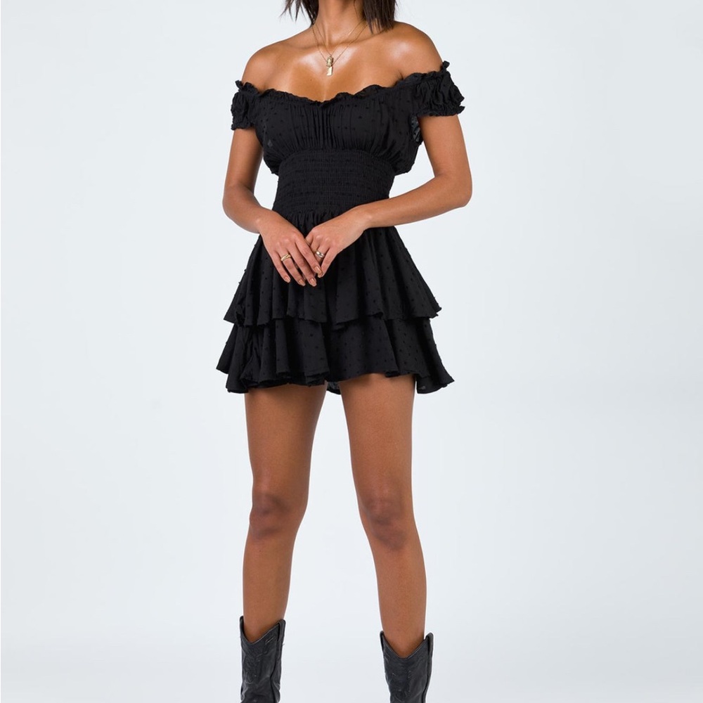 Princess Polly Black Ruffled Mini Romper